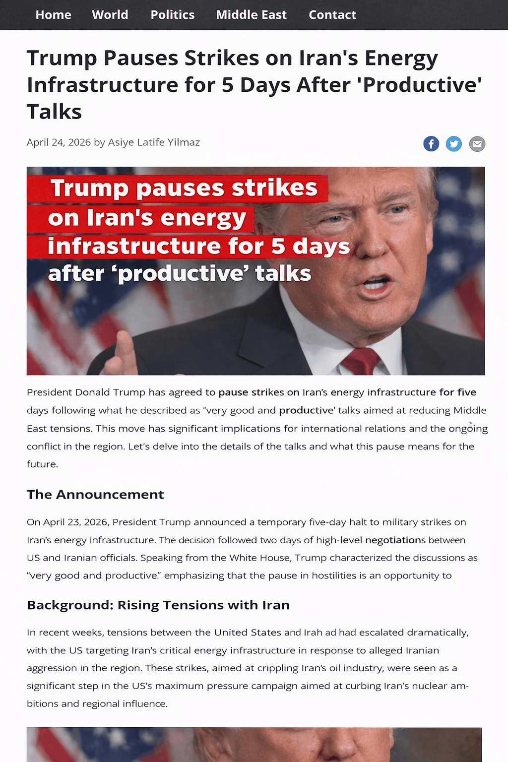 Trump Pauses Strikes on Iran’s Energy Infrastructure for 5 Days After ‘Productive’ Talks
